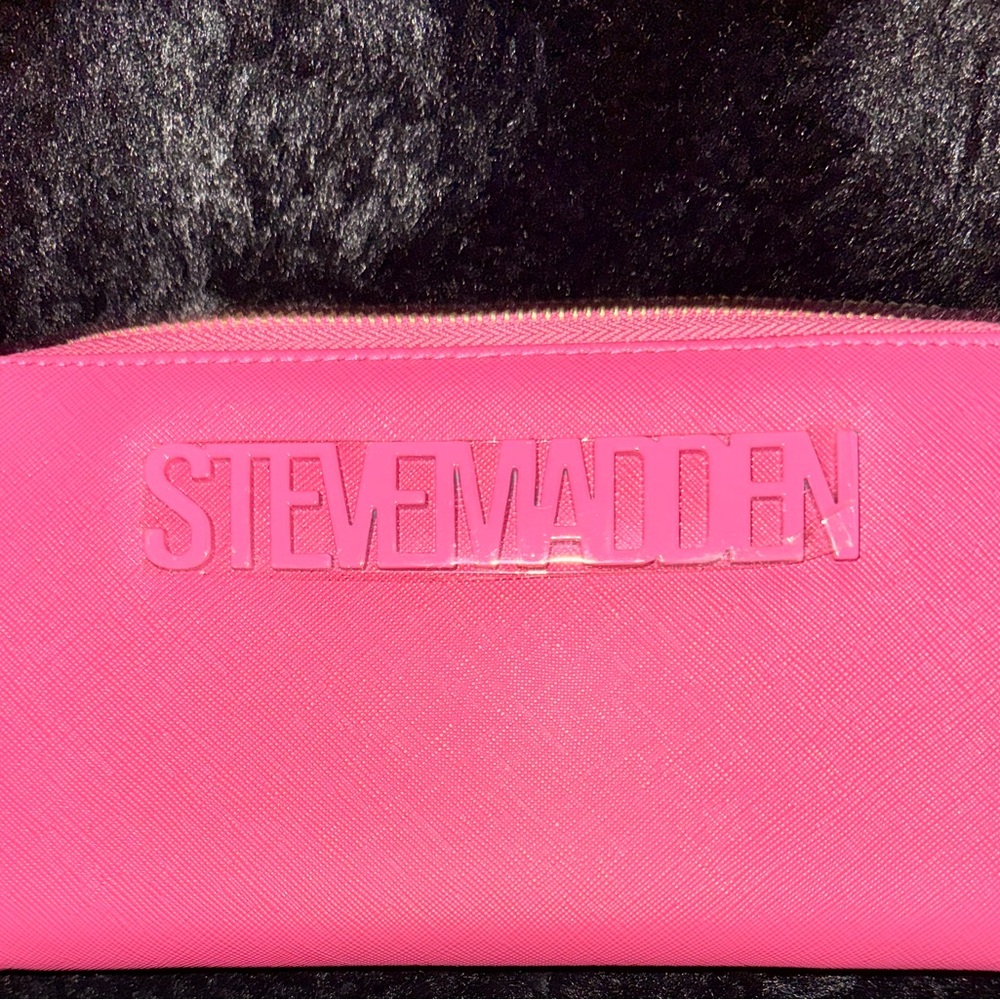 Steve Madden Hot Pink Logo Cosmetic Pouch
